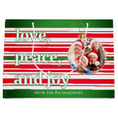 クリスマスファミリーフォトラブピースジョーホリデー ラージペーパーバッグ (正面)