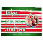 クリスマスファミリーフォトラブピースジョーホリデー ラージペーパーバッグ (裏面)