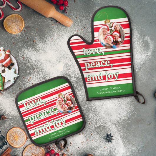 クリスマスファミリーフォトラブピースジョーホリデー 鍋つかみ&鍋敷きセット