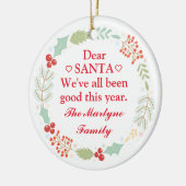 クリスマスファミリーフォトリースサンタは良かった セラミックオーナメント (左)