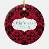クリスマスファミリーフォトレッドフローラダム セラミックオーナメント (裏面)