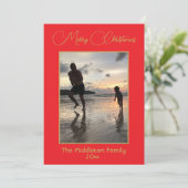 クリスマスファミリーフォトレッド金ゴールドメリークリスマス シーズンカード (スタンド正面)