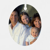 クリスマスファミリーフォトヴィンテージハミングバード メタルオーナメント (正面)