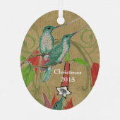 クリスマスファミリーフォトヴィンテージハミングバード メタルオーナメント (裏面)