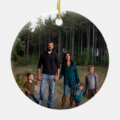 クリスマスファミリーフォトヴィンテージブルーバード セラミックオーナメント (裏面)