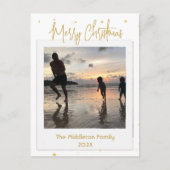 クリスマスファミリーフォト金ゴールドメリーはがき シーズンポストカード (正面)