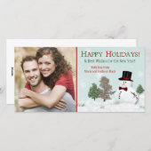 クリスマスファミリーフォト雪だるまホリデーフォトカード シーズンカード (正面/裏面)