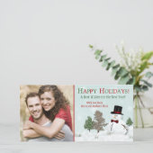 クリスマスファミリーフォト雪だるまホリデーフォトカード シーズンカード (スタンド正面)