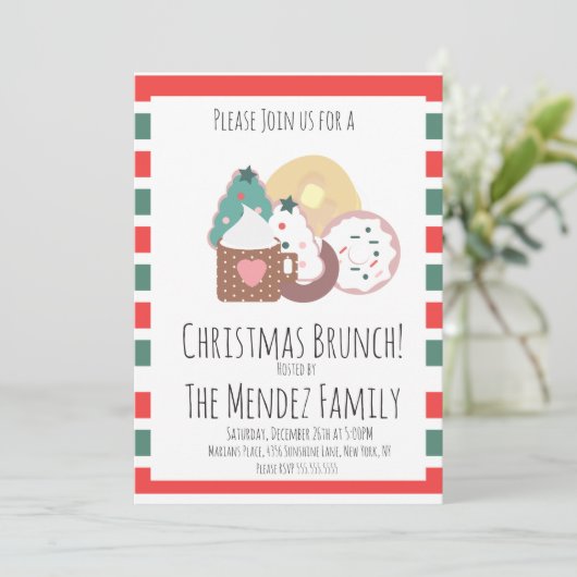 クリスマスファミリーブランチパンケーキのクッキーのドーナツ 招待状 (スタンド正面)