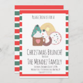 クリスマスファミリーブランチパンケーキのクッキーのドーナツ 招待状 (正面/裏面)