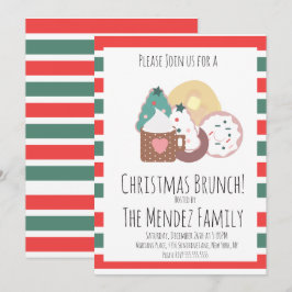 クリスマスファミリーブランチパンケーキのクッキーのドーナツ 招待状