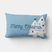 クリスマスファミリーブルーと白い腰枕 ランバークッション (裏面)