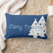 クリスマスファミリーブルーと白い腰枕 ランバークッション (ブランケット)