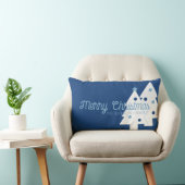 クリスマスファミリーブルーと白い腰枕 ランバークッション (椅子)