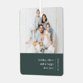 クリスマスファミリーポートレート |森ミニマルの緑 メタルオーナメント (正面左)