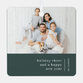 クリスマスファミリーポートレート |森ミニマルの緑 メタルオーナメント (正面)