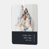 クリスマスファミリーポートレート |炭ミニマル灰色 メタルオーナメント (正面左)