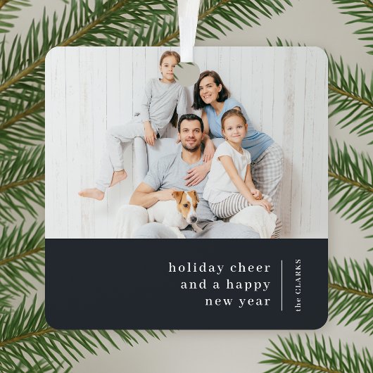 クリスマスファミリーポートレート |炭ミニマル灰色 メタルオーナメント