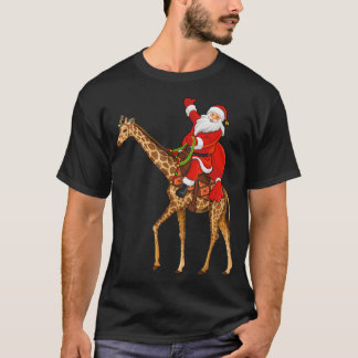 クリスマスファミリーマッチングサおもしろいンタライディングキリンCh Tシャツ