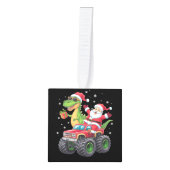 クリスマスファミリーマッチングサンタトラック恐竜 キューブオーナメント (正面)