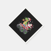 クリスマスファミリーマッチングサンタトラック恐竜 スタンダードカクテルナプキン (角)