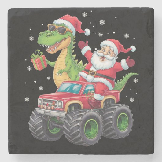 クリスマスファミリーマッチングサンタトラック恐竜 ストーンコースター (正面)