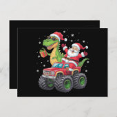 クリスマスファミリーマッチングサンタトラック恐竜 ポストカード (正面/裏面)