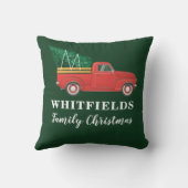 クリスマスファミリーマッチングレッドトラックモダン クッション (裏面)