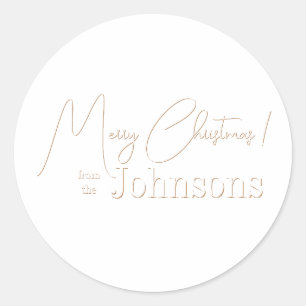 クリスマスファミリーミニマルボホホワイト ラウンドシール