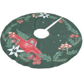 クリスマスファミリーヴィンテージレッドトラック ブラッシュドポリエステルツリースカート (アングル)