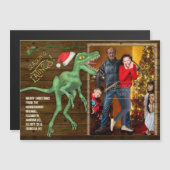 クリスマスファミリー写真おもしろいヴェロキラプトル恐竜 (正面/裏面)