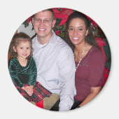 クリスマスファミリー写真テンプレートラウンド冷蔵庫 マグネット (正面)