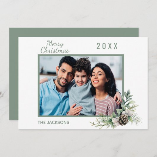 クリスマスファミリー写真ホワイトコーンモダン松 (正面/裏面)