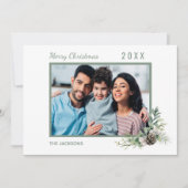 クリスマスファミリー写真ホワイトコーンモダン松 シーズンカード (正面)