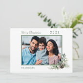 クリスマスファミリー写真ホワイトコーンモダン松 シーズンカード (スタンド正面)