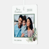 クリスマスファミリー写真白いコーンパイン メタルオーナメント (正面左)