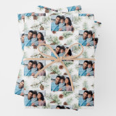 クリスマスファミリー写真白いコーンパイン ラッピングペーパーシート (インサイチュ)