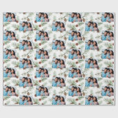 クリスマスファミリー写真白いコーンパイン ラッピングペーパー (フラット)