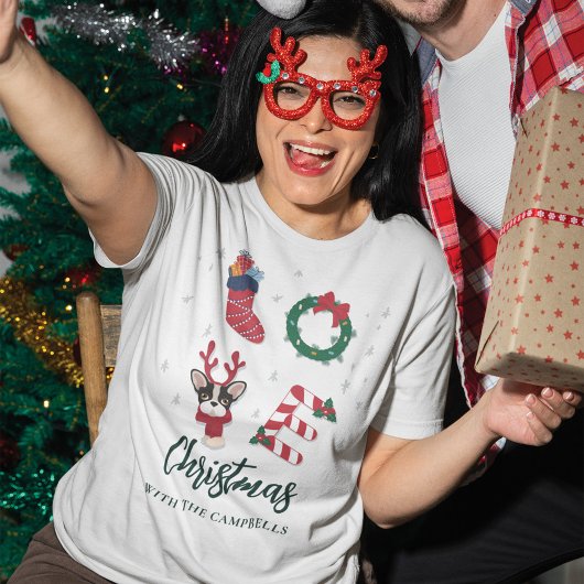 クリスマスファミリー名の一致カスタム Tシャツ