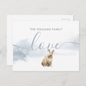 クリスマスファミリー名ウィンターウッドランドヘア ポストカード (正面/裏面)