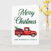 クリスマスファミリー名クラシック付きレッドトラックツリーギフト カード (黄色い花)