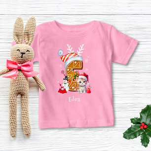 クリスマスファミリー名ジンジャーブレッドレターEガール ベビーTシャツ