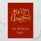 クリスマスファミリー名金ゴールド赤 箔シーズンカード (正面)