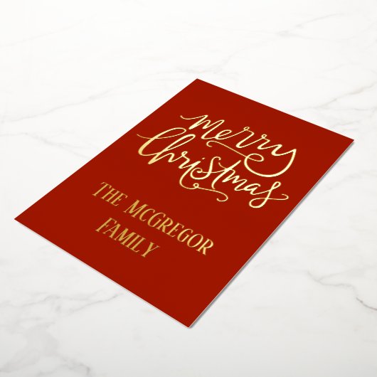 クリスマスファミリー名金ゴールド赤 箔シーズンカード (回転した状態)