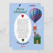 クリスマスファミリー向けニュースレターサンタ・ホットエアバルーン シーズンカード (正面/裏面)