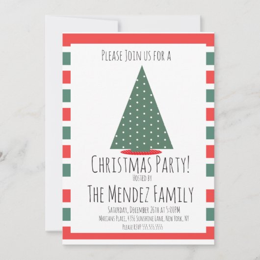 クリスマスファミリー懇親会クリスマスツリーパーティー 招待状 (正面)