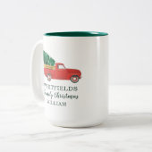 クリスマスファミリー懇親会パパカスタムホリデイ ツートーンマグカップ (正面左)