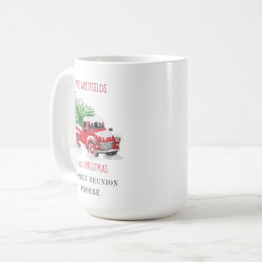 クリスマスファミリー懇親会レッドトラックカスタム コーヒーマグカップ (正面左)