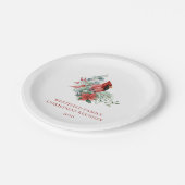 クリスマスファミリー懇親会レッド（鳥）ショウジョウコウカンチョウパーティー ペーパープレート (アングル)