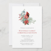 クリスマスファミリー懇親会レッド（鳥）ショウジョウコウカンチョウパーティー 招待状 (正面)